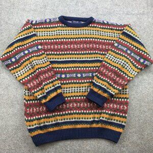 Vintage Old Glory Sweater Mens XL Multicolor Fair Isle Crewneck Knit USA 90s